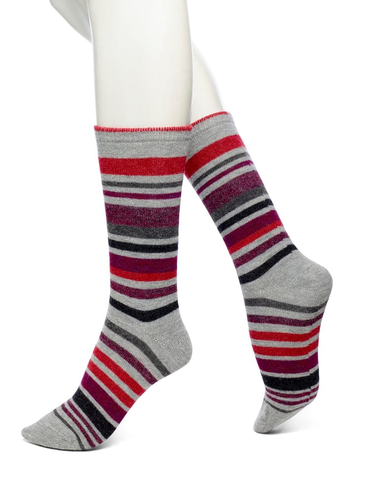 Striped Flat Knit Wool Boot Sock