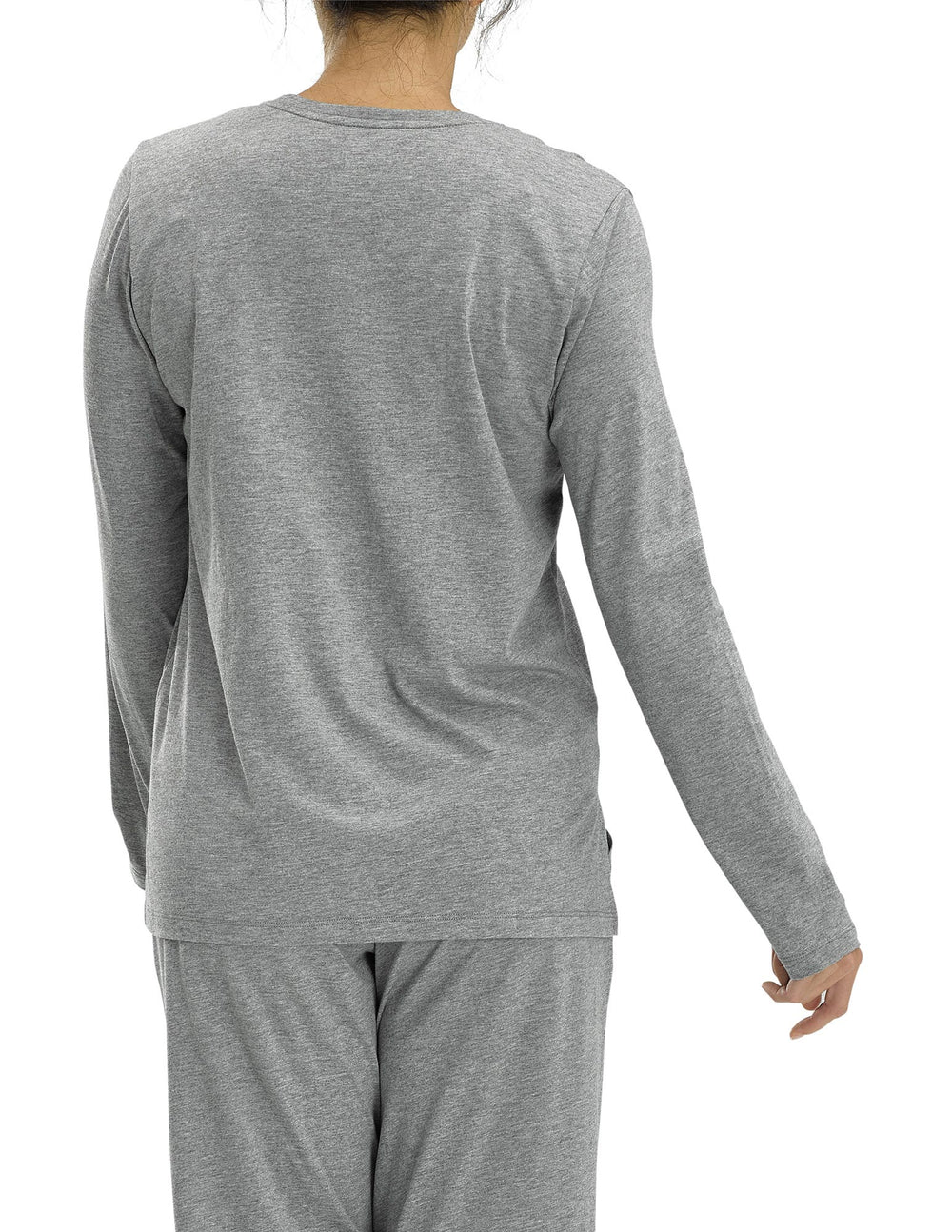 Back view of serene sleep long sleeve tee in medium grey