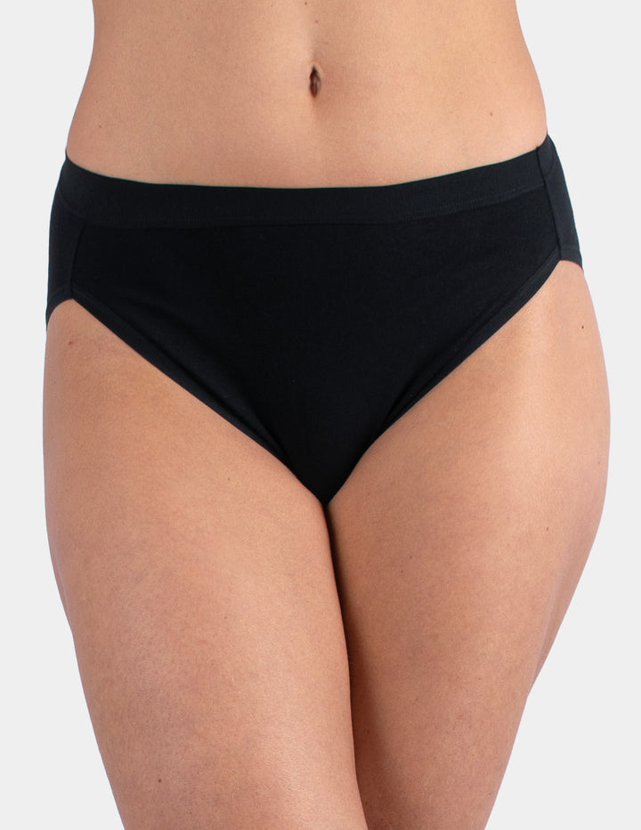 Woman wearing black brief underwear
