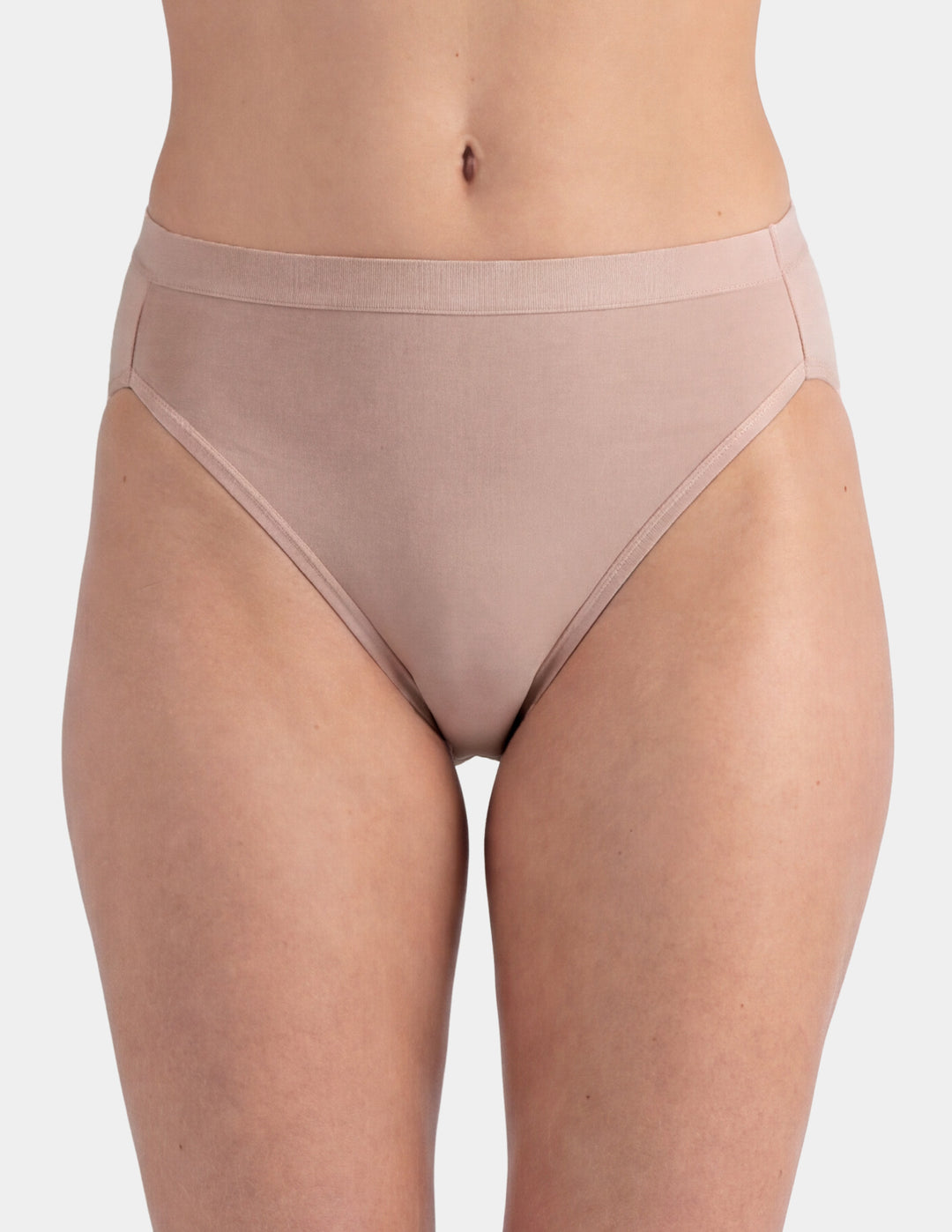 Woman wearing light pink brief underwear