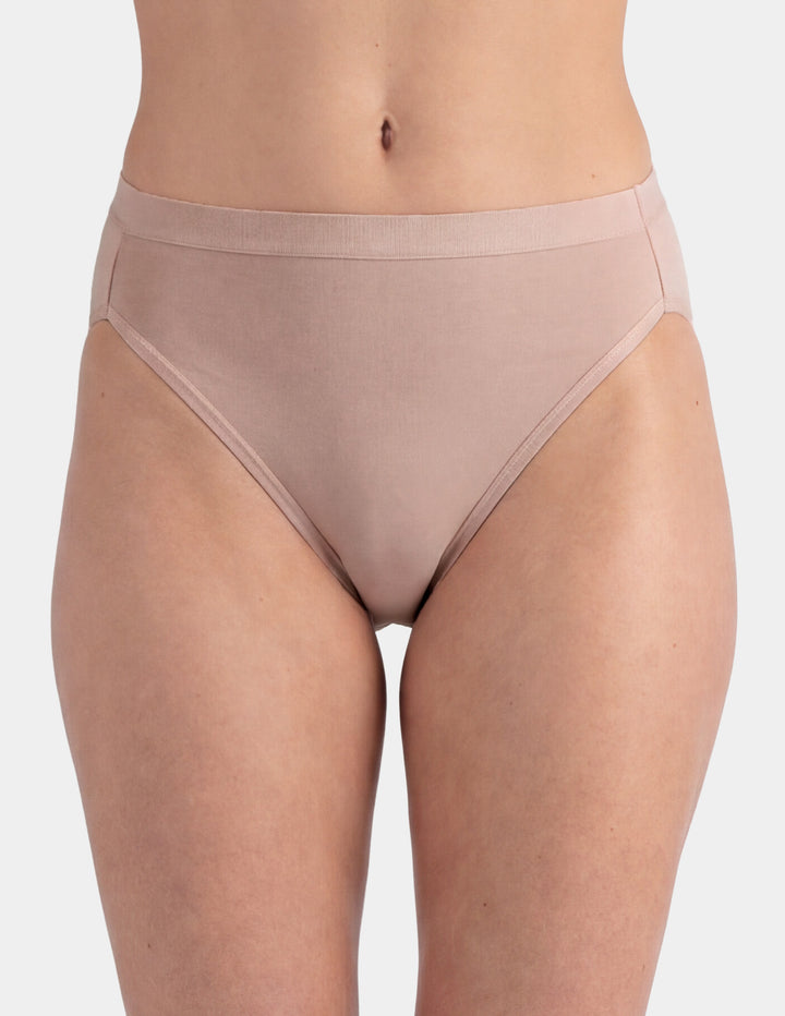 Woman wearing light pink brief underwear