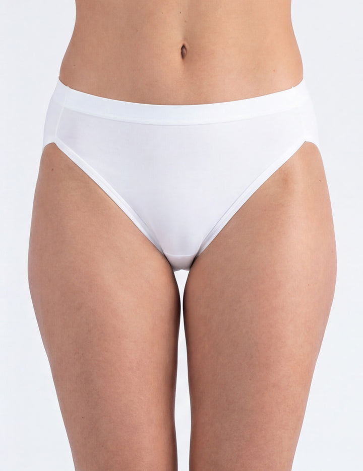 Woman wearing white brief underwear