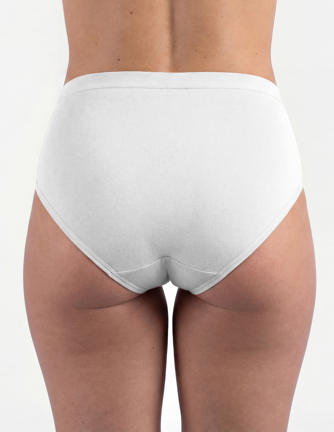 Woman wearing white brief underwear