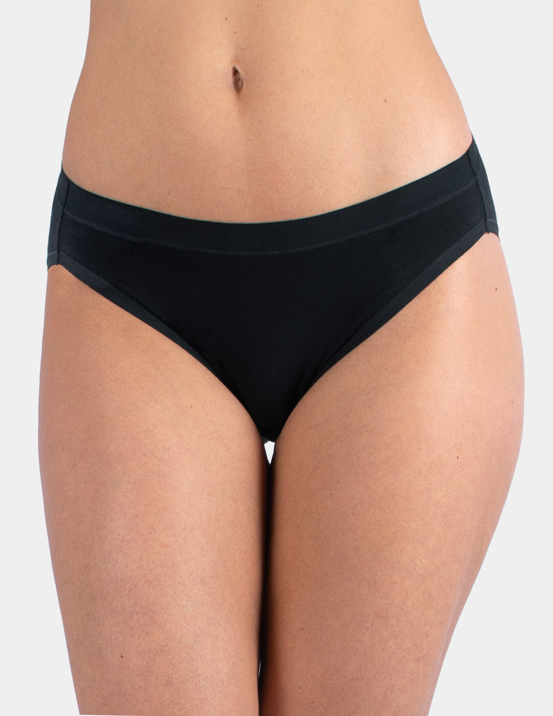Woman wearing black bikini underwear