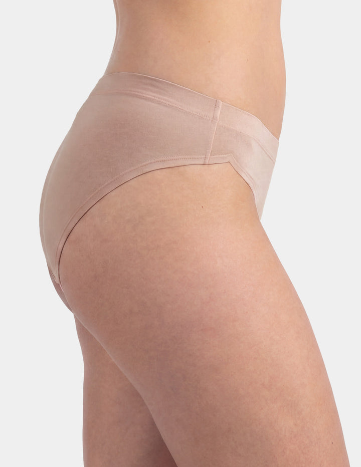 Woman wearing light pink bikini underwear