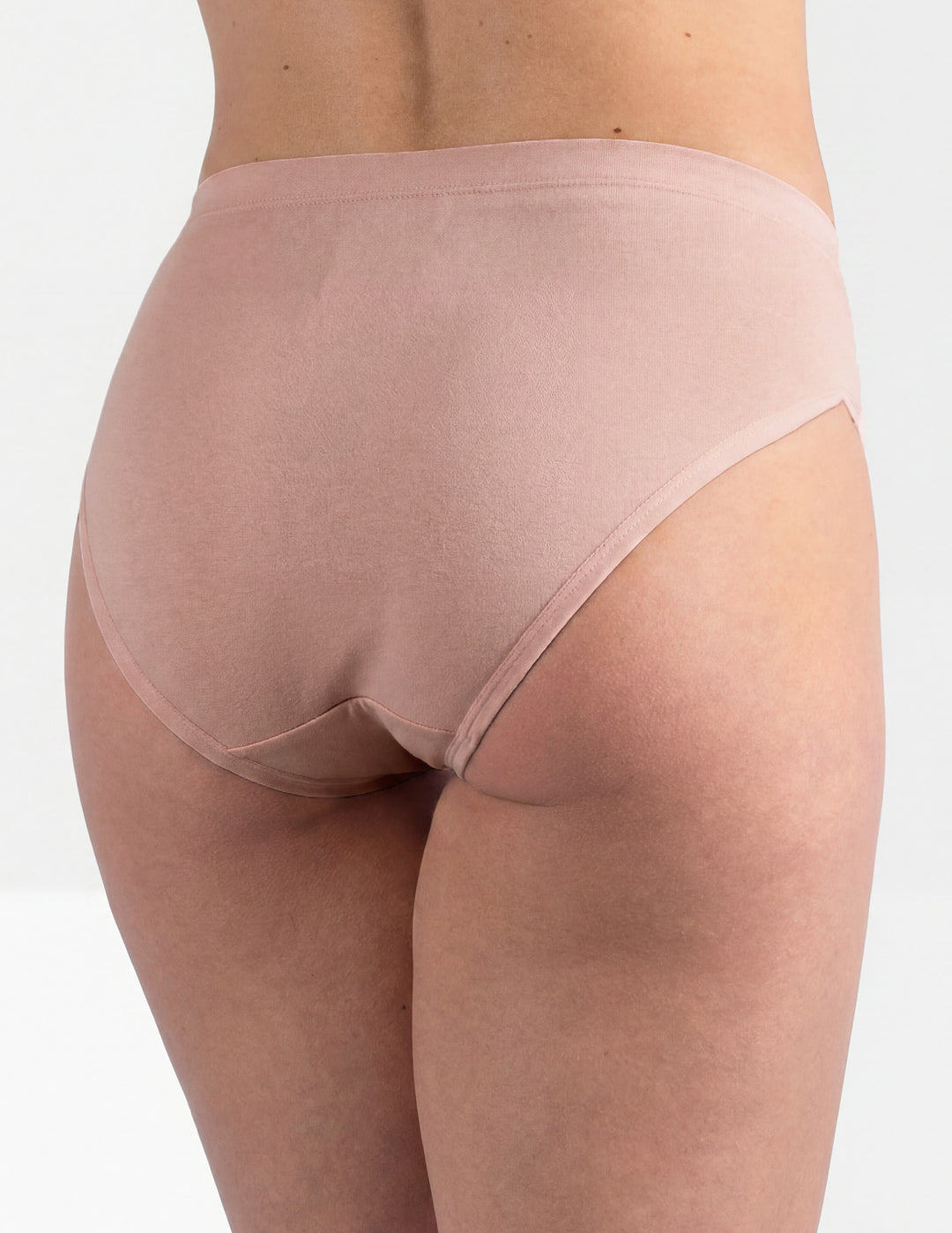 Woman wearing light pink bikini underwear