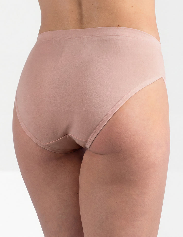Woman wearing light pink bikini underwear