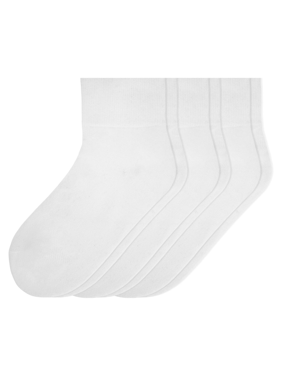 Three pairs of white socks on a white background