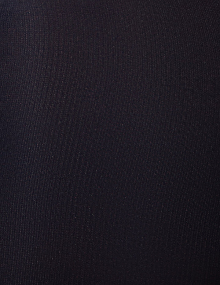 A close-up of a black ribbed knit fabric texture.
