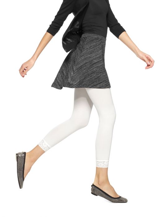 Super Opaque Capri Tights with Lace Trim