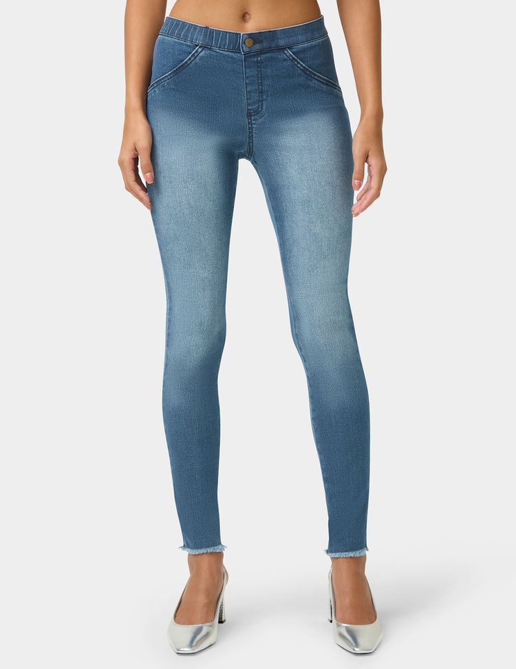 Frayed Edge Denim Leggings