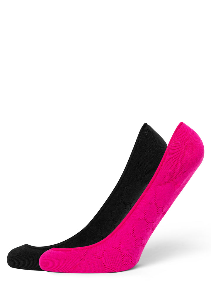 Black and pink socks on a white background