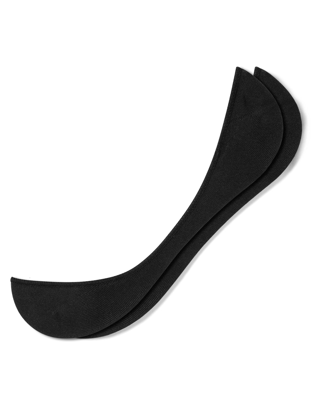 Black no-show socks on a white background