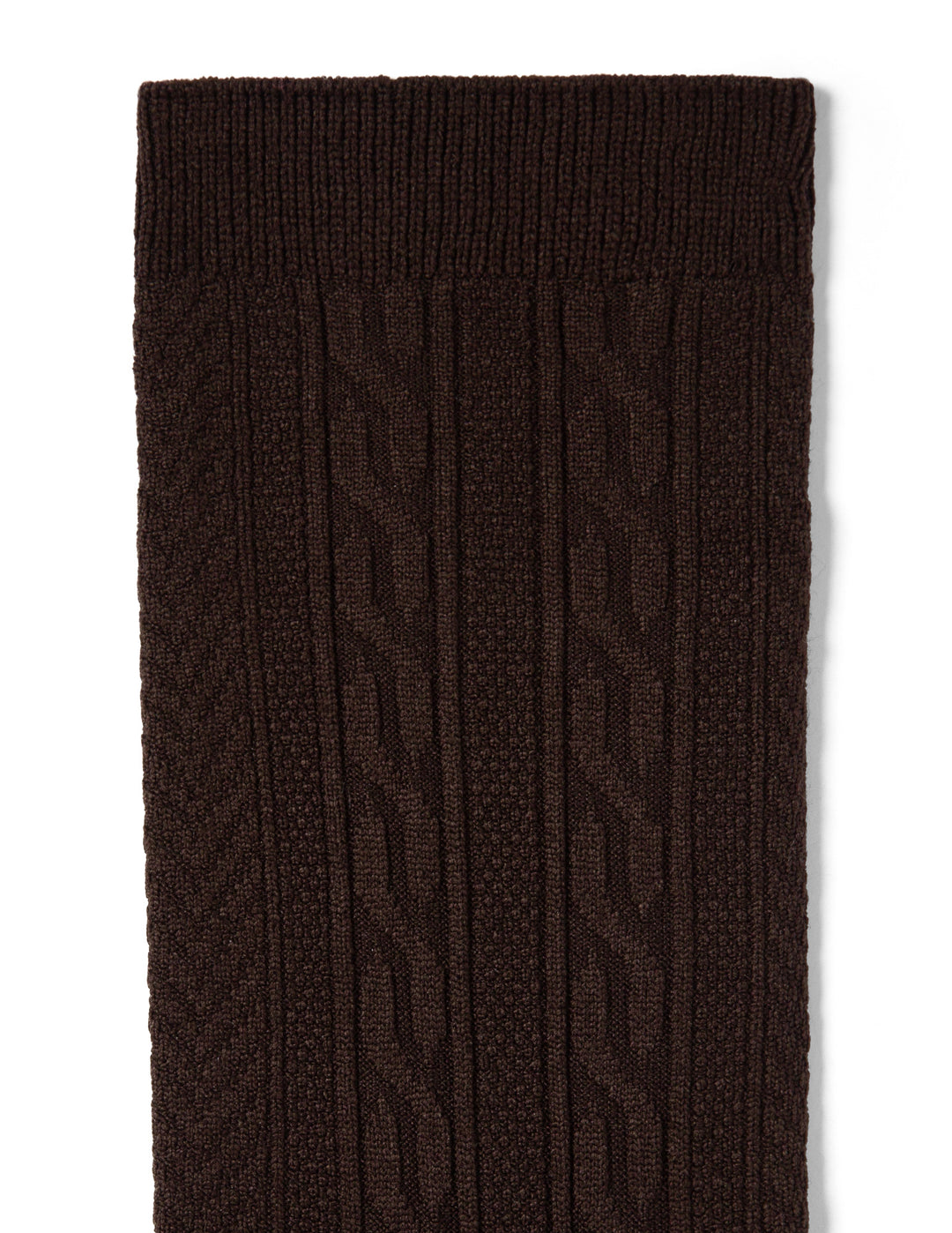 Brown knitted sock on a white background