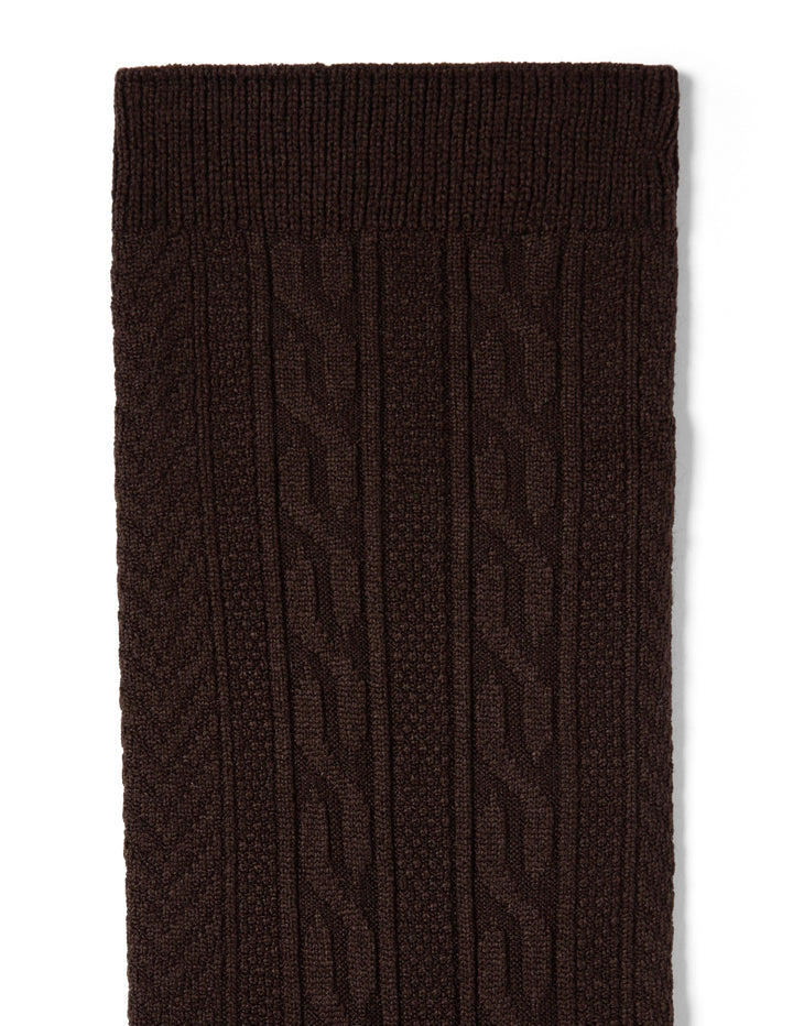 Brown knitted sock on a white background