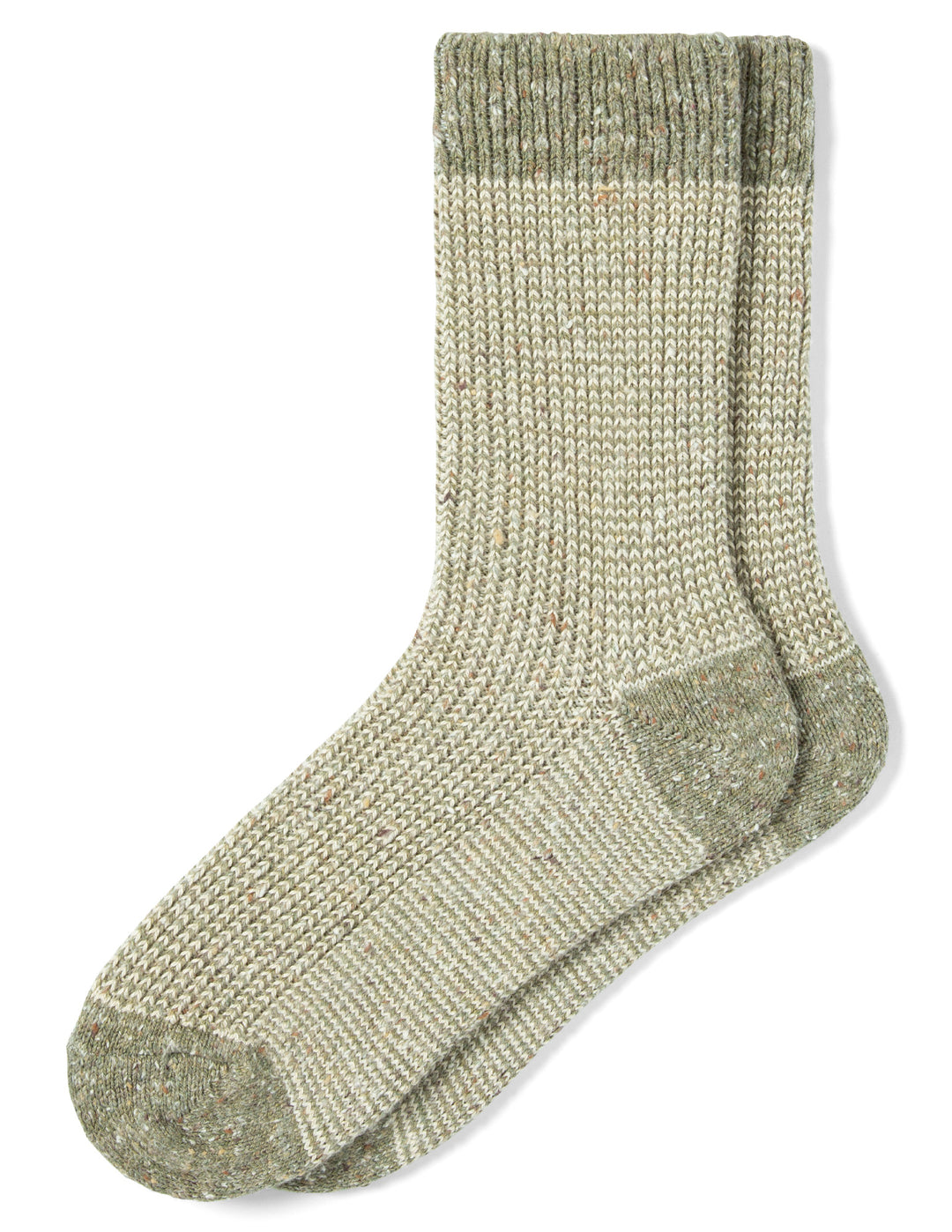 Green textured sock on a white background