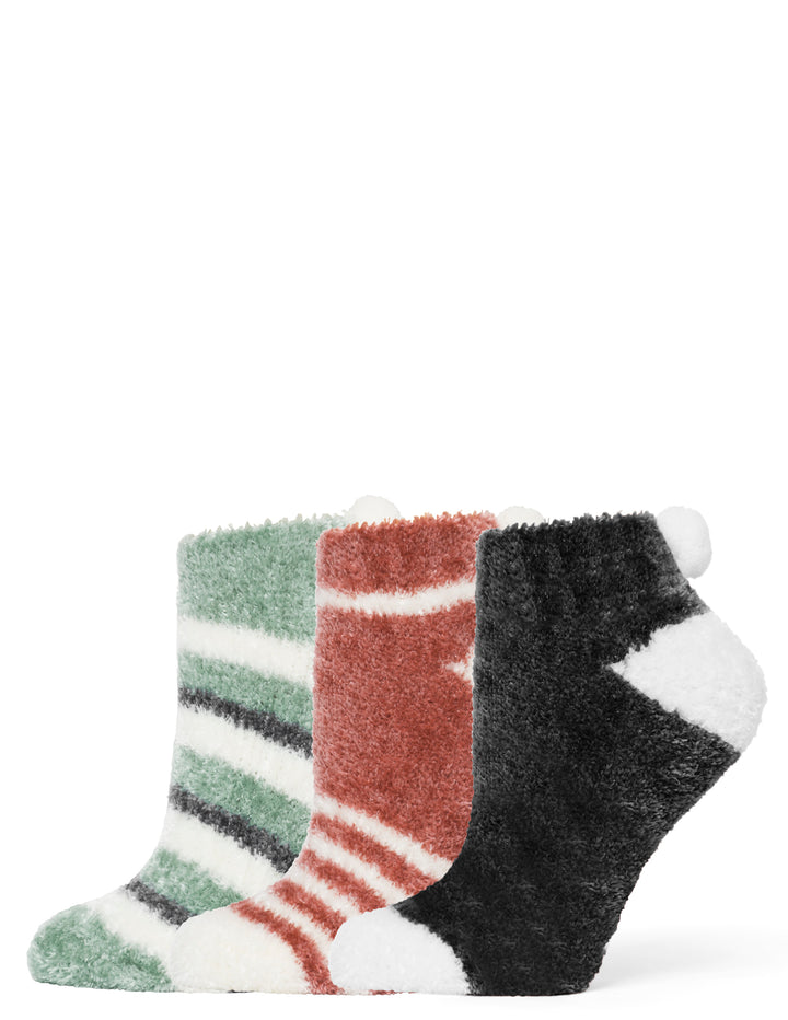 Patterned Shortie Slipper Sock 3 Pair Pack