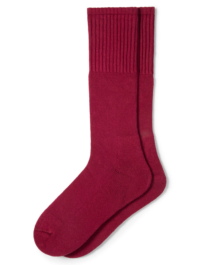 Pair of red socks on a white background