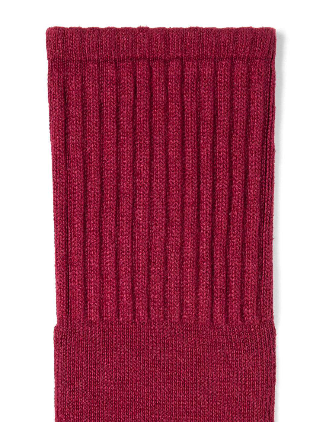 Red knitted sock on a white background