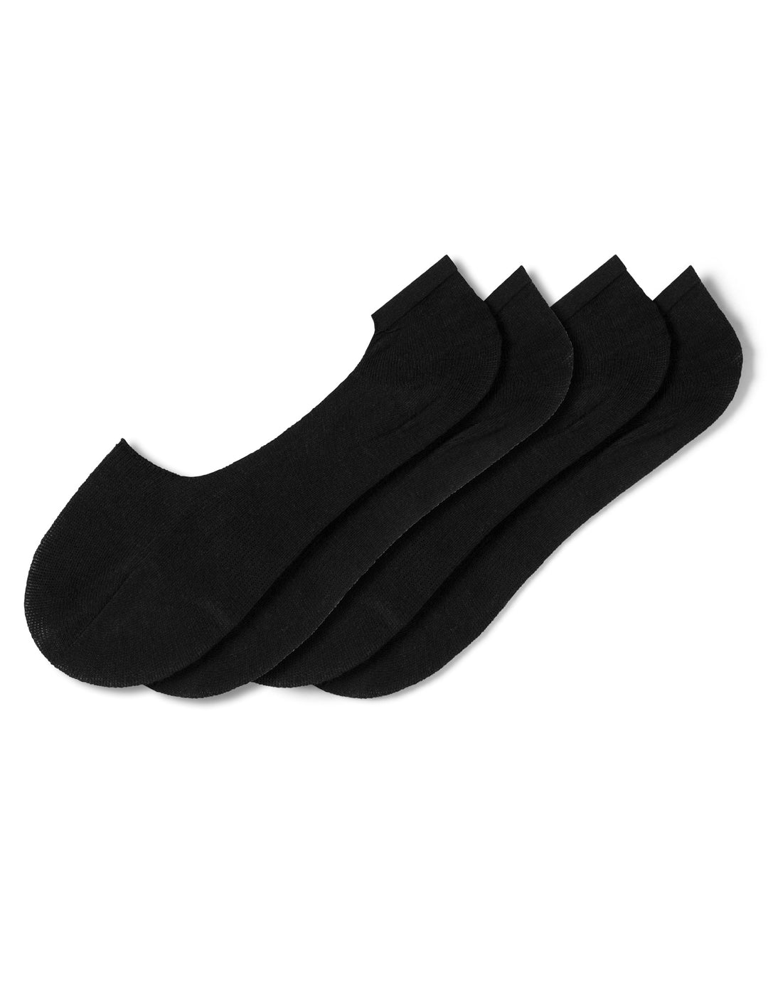 Four black ankle socks on a white background