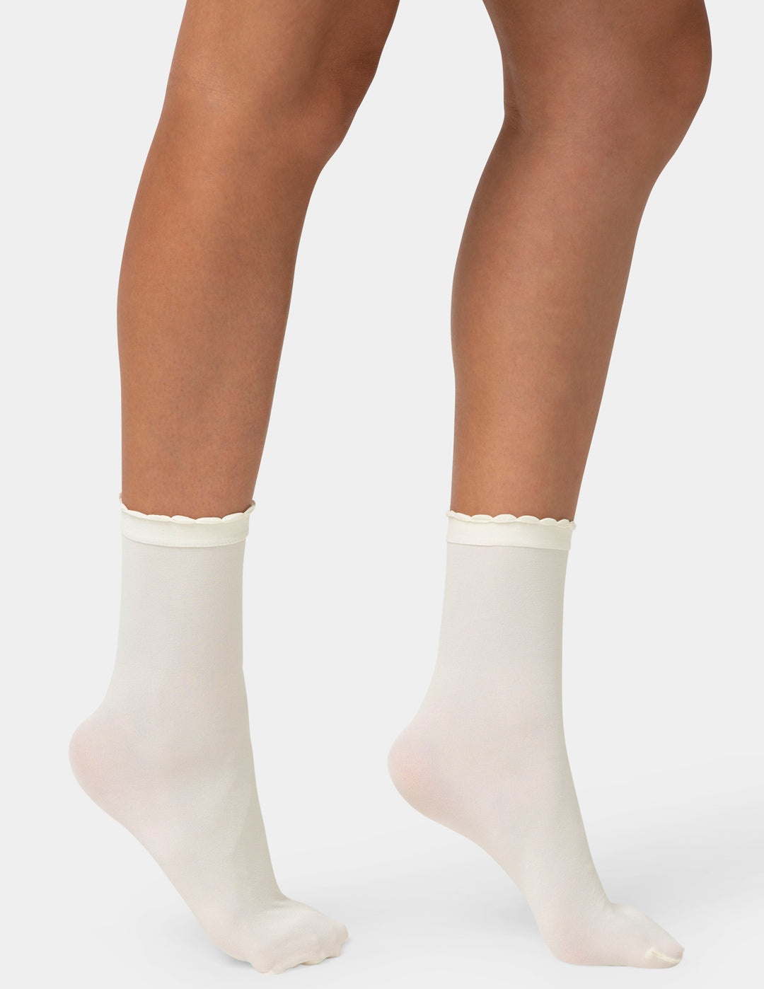 Opaque Scallop Edge Ankle Sock