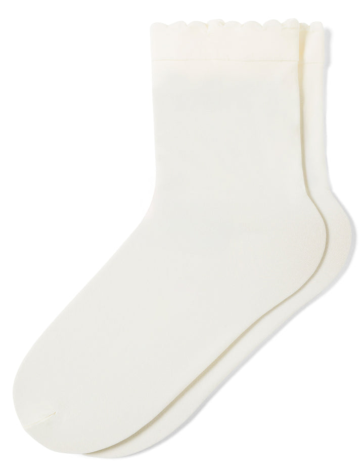 Opaque Scallop Edge Ankle Sock