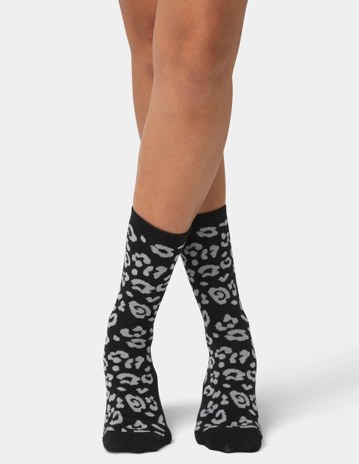 Flat Knit Leopard Crew Sock 3 Pair Pack