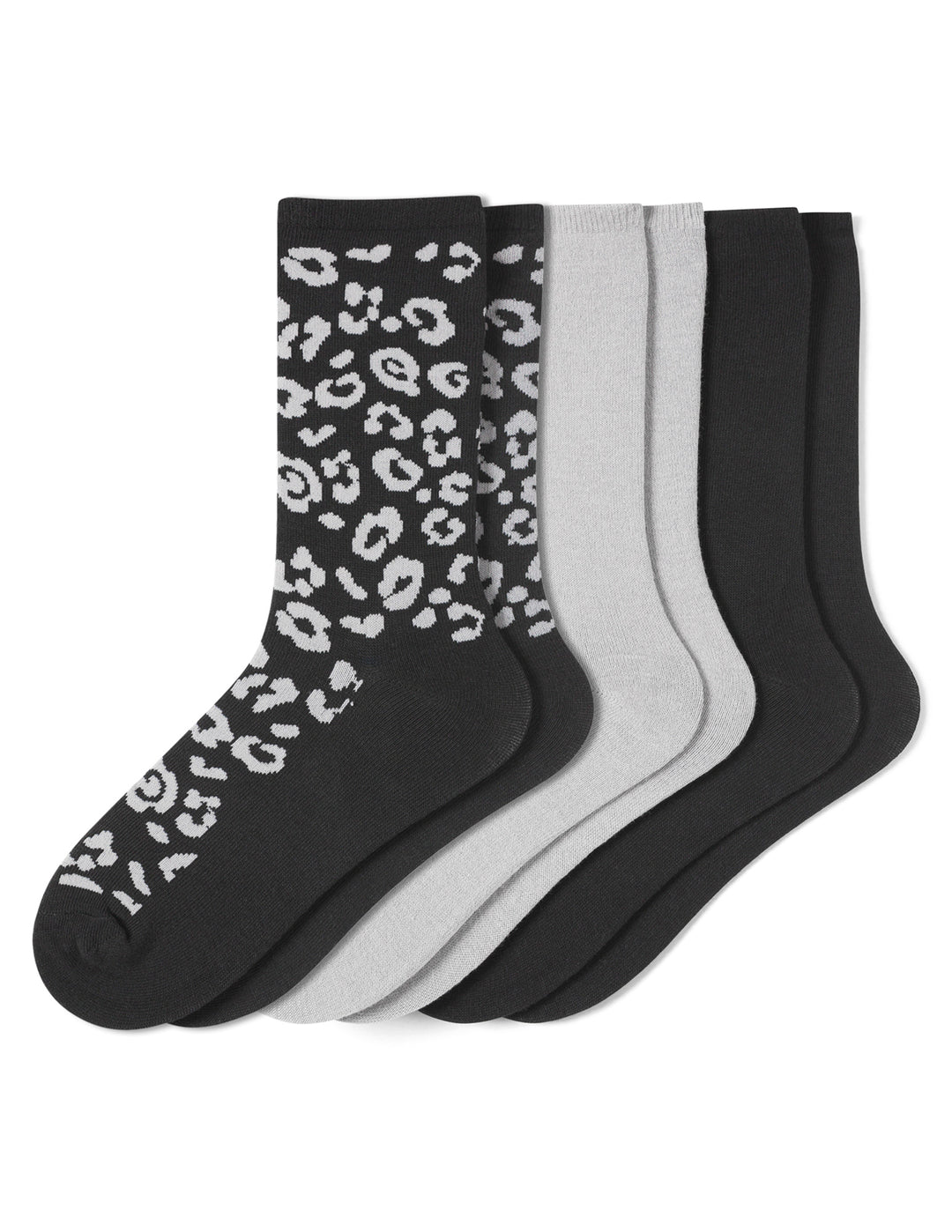 Flat Knit Leopard Crew Sock 3 Pair Pack