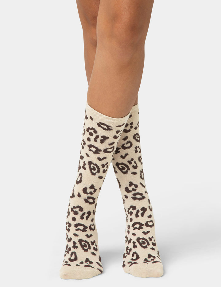 Flat Knit Leopard Crew Sock 3 Pair Pack