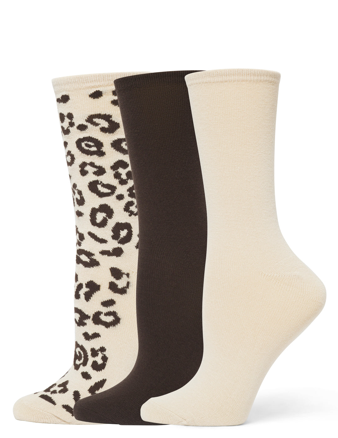 Flat Knit Leopard Crew Sock 3 Pair Pack