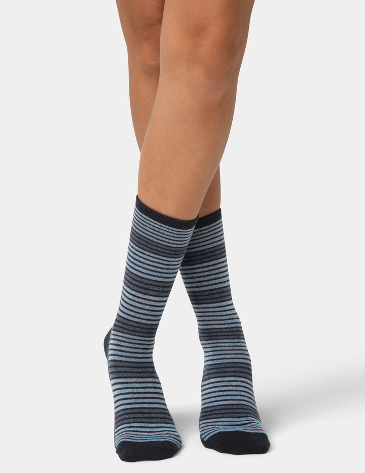Flat Knit Striped Crew Sock 3 Pair Pack