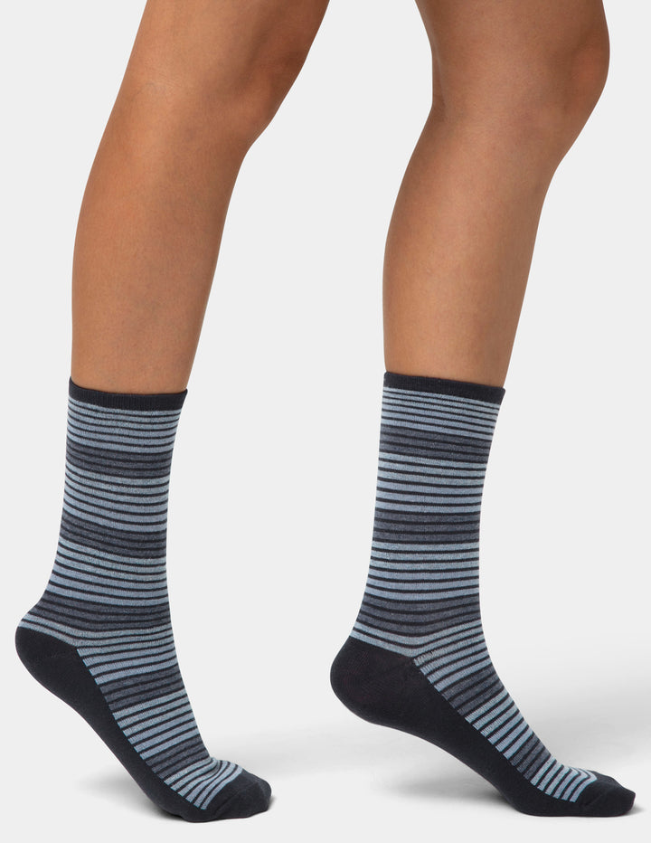 Flat Knit Striped Crew Sock 3 Pair Pack