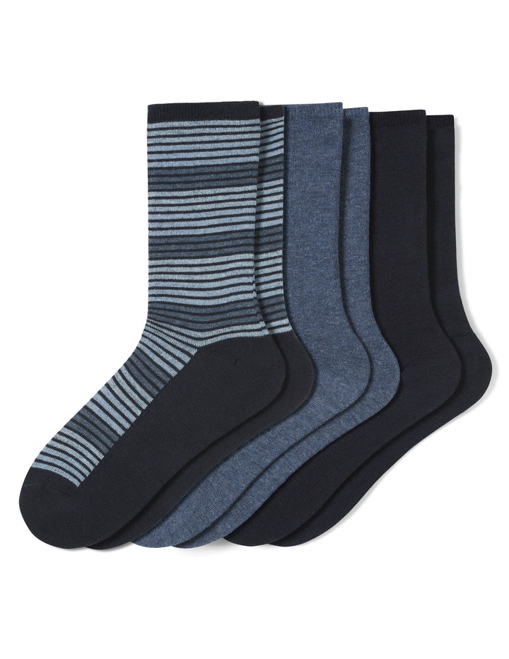 Flat Knit Striped Crew Sock 3 Pair Pack