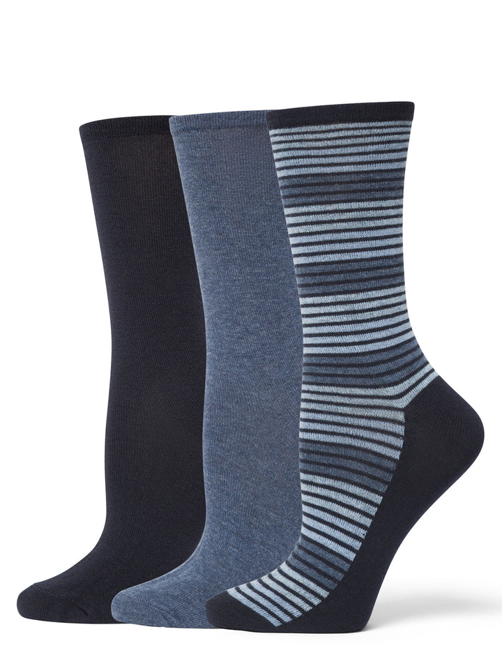 Flat Knit Striped Crew Sock 3 Pair Pack
