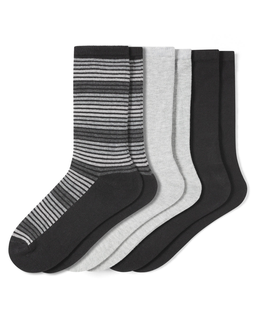 Flat Knit Striped Crew Sock 3 Pair Pack