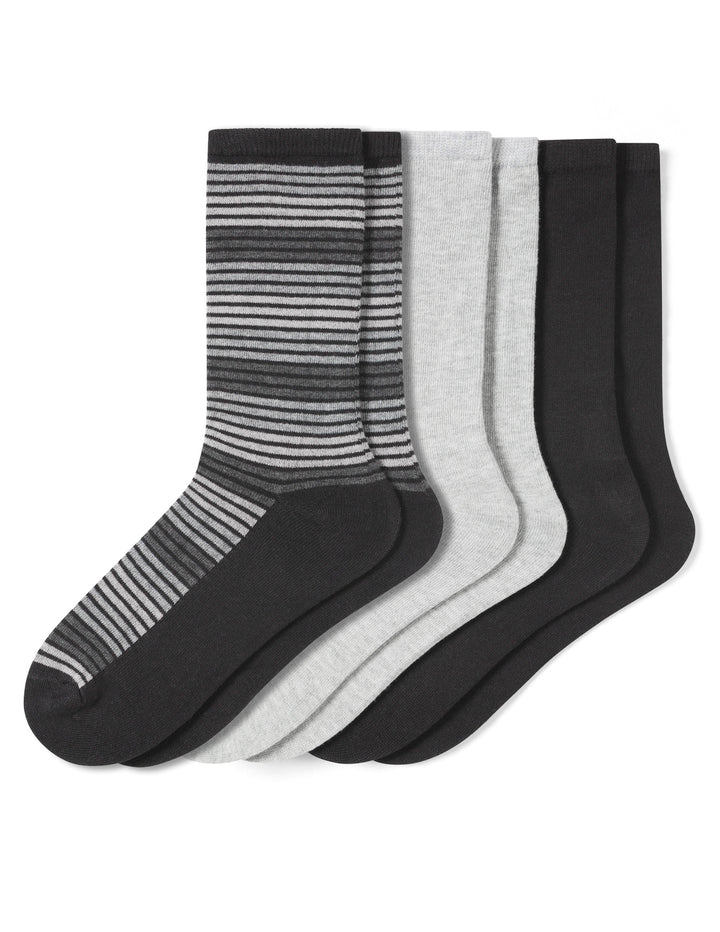 Flat Knit Striped Crew Sock 3 Pair Pack