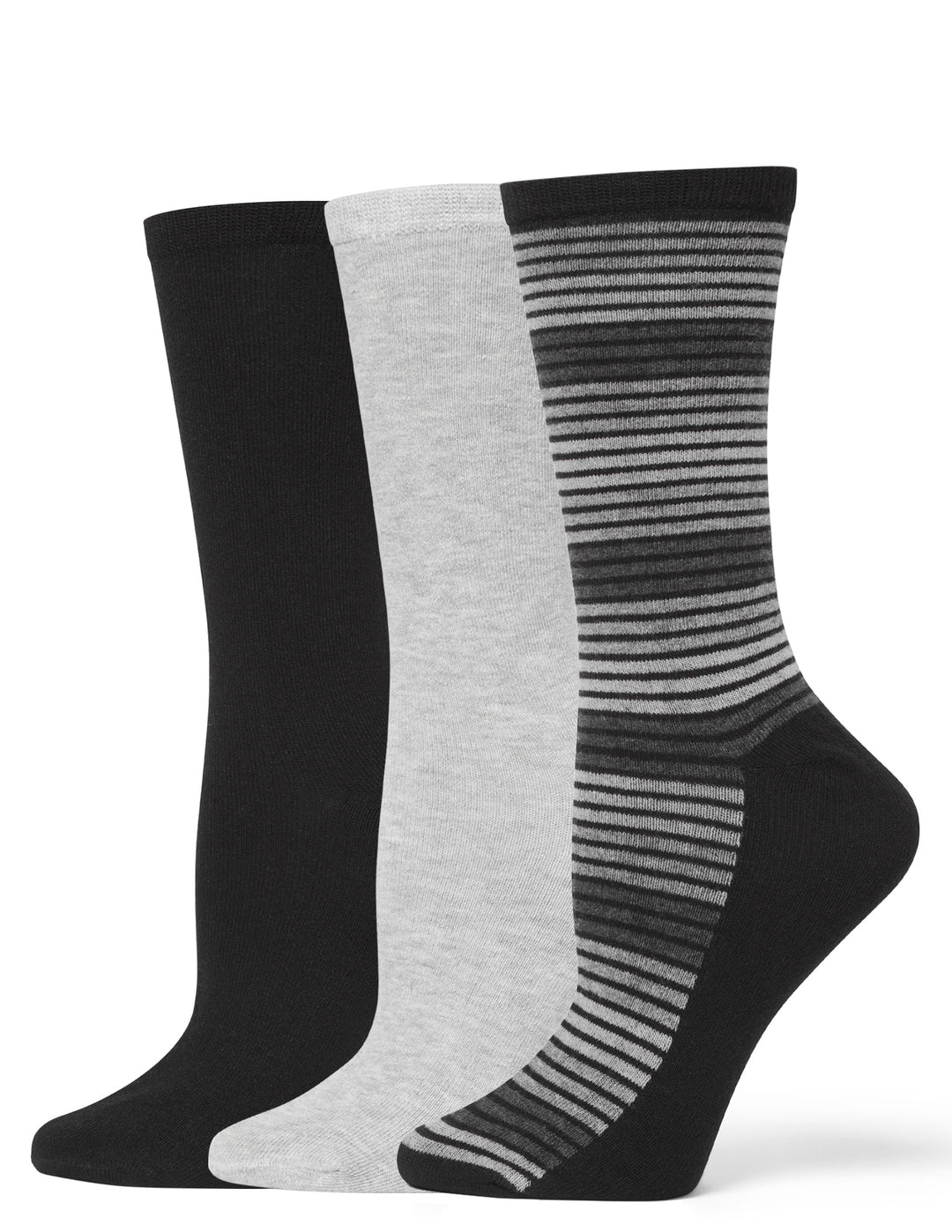 Flat Knit Striped Crew Sock 3 Pair Pack