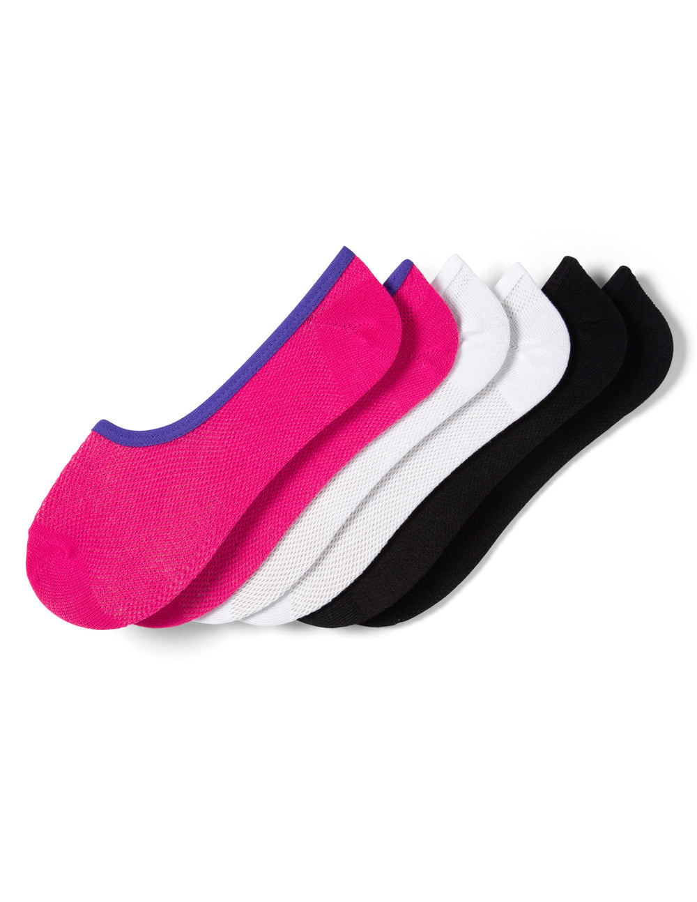 Set of colorful no-show socks on a white background