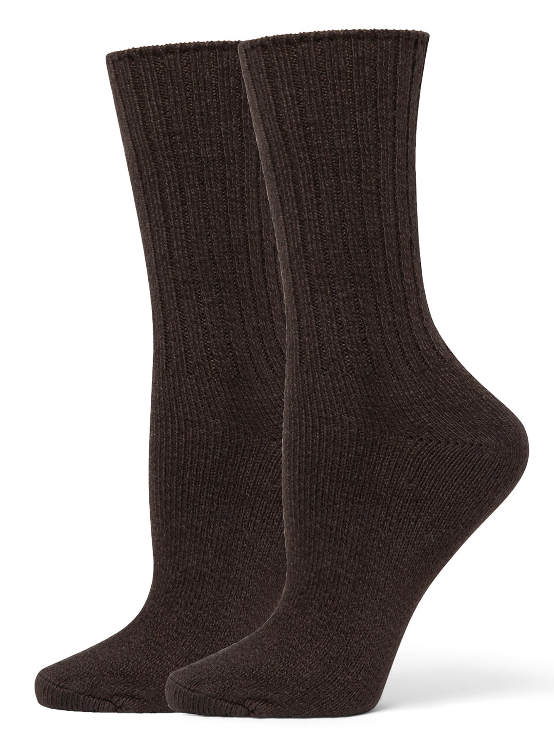 Pair of brown socks on a white background