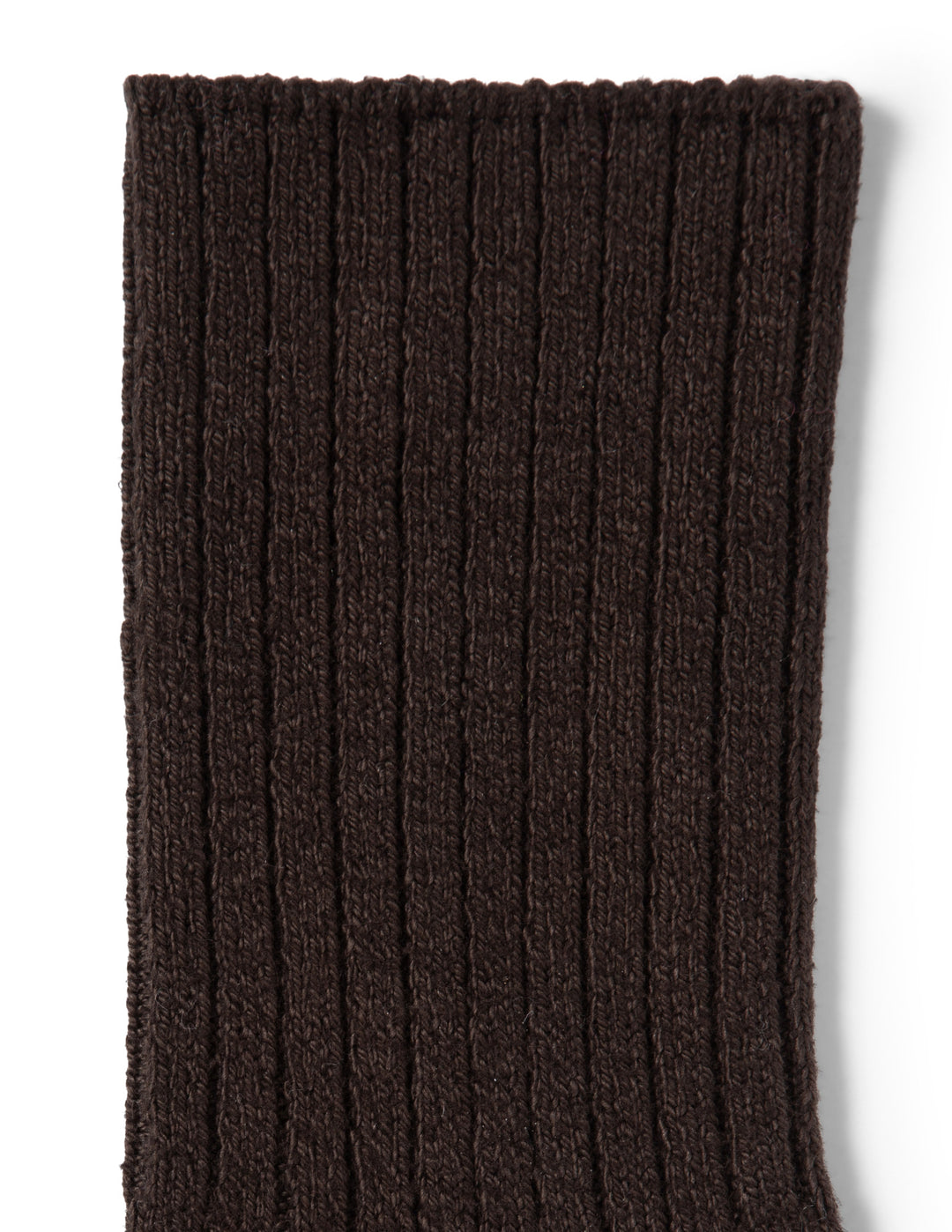 Brown ribbed sock on a white background