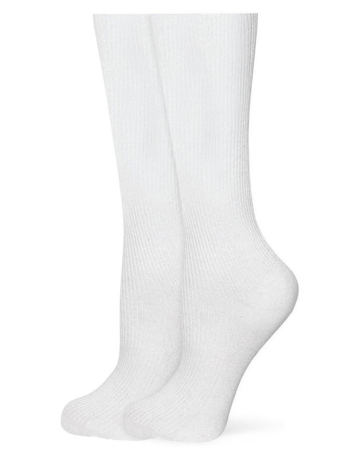 White knee-high socks on a white background